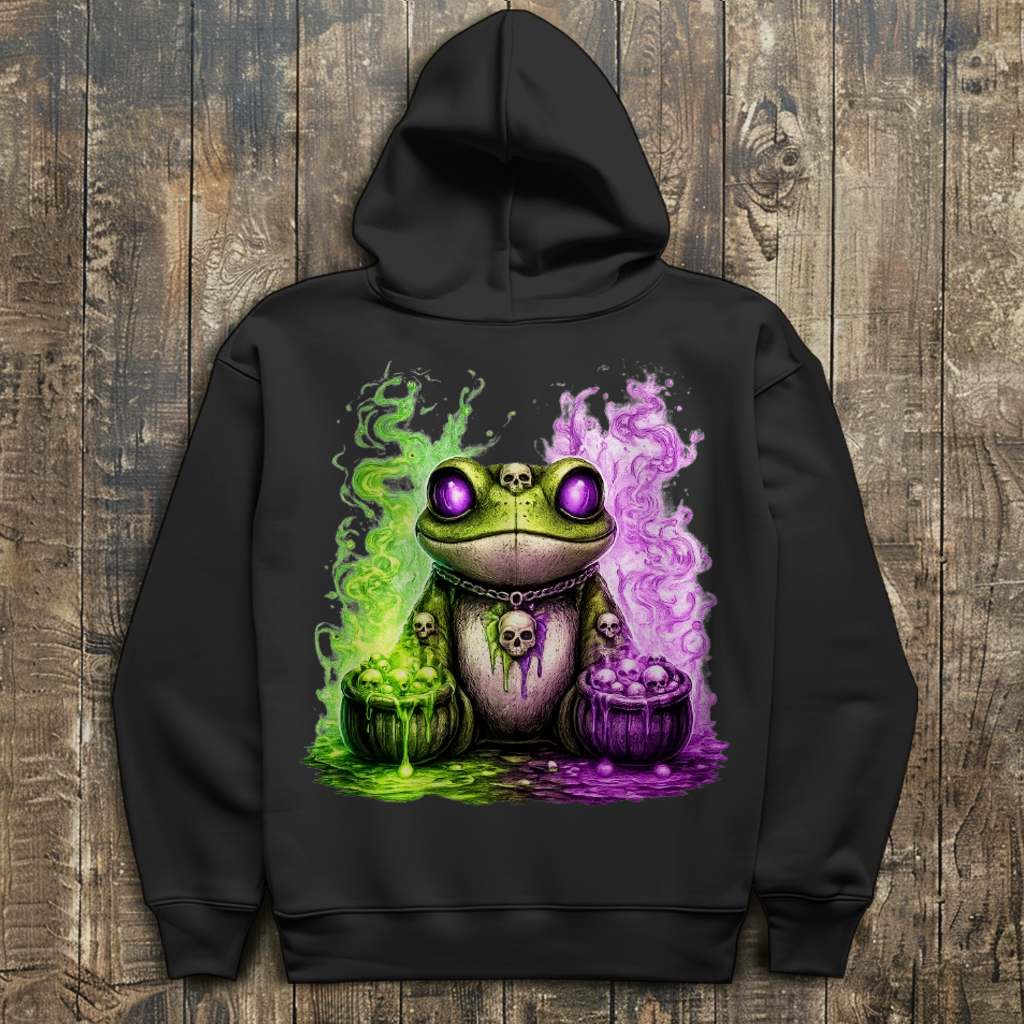 Herren Hoodie Der bedrohliche Frosch mit Totenköpfen