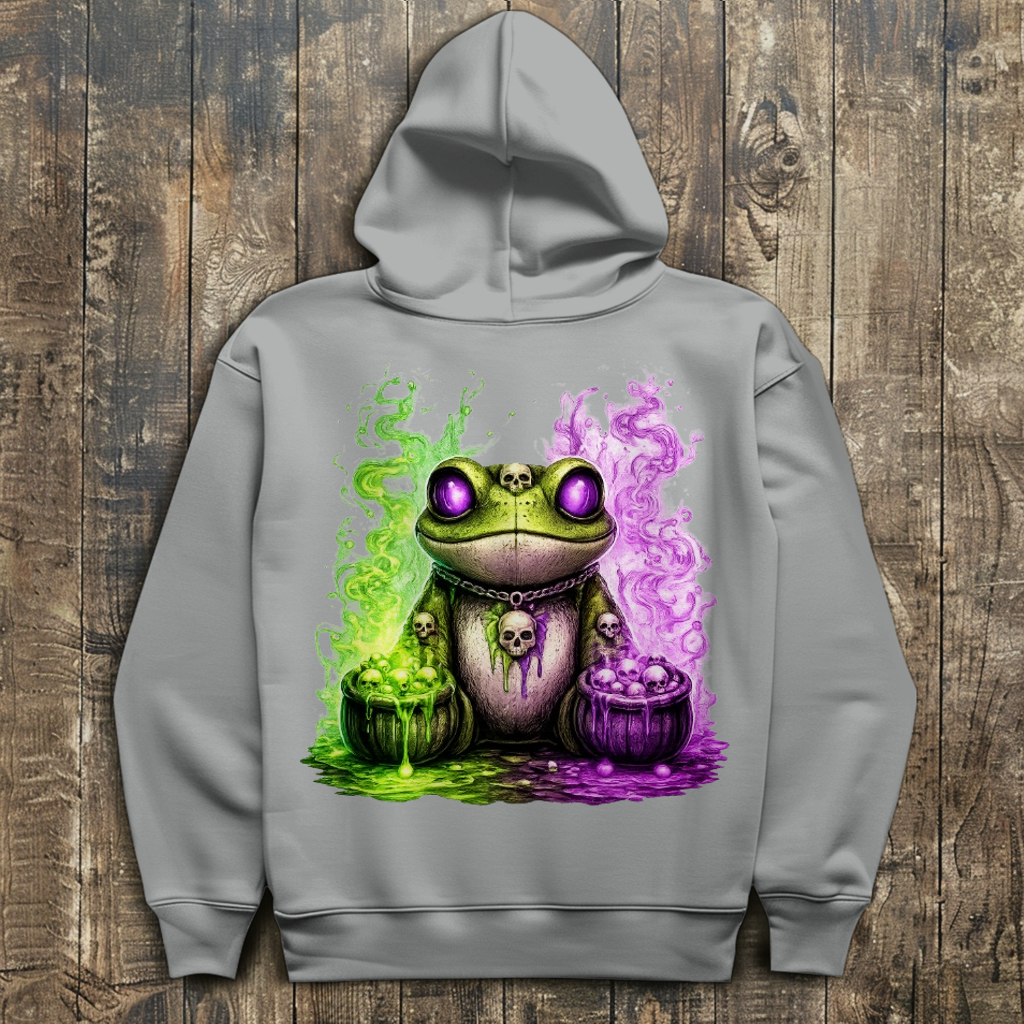 Herren Hoodie Der bedrohliche Frosch mit Totenköpfen