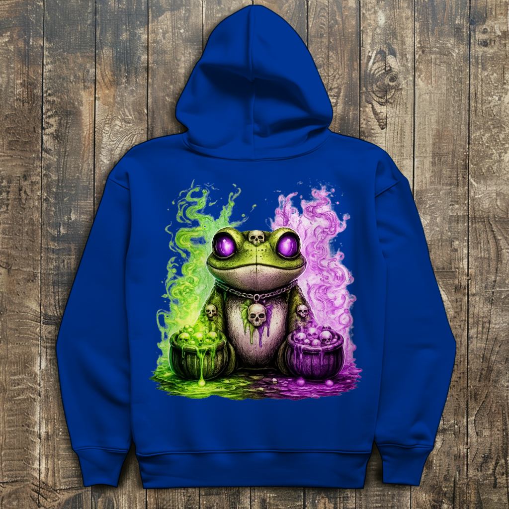 Herren Hoodie Der bedrohliche Frosch mit Totenköpfen