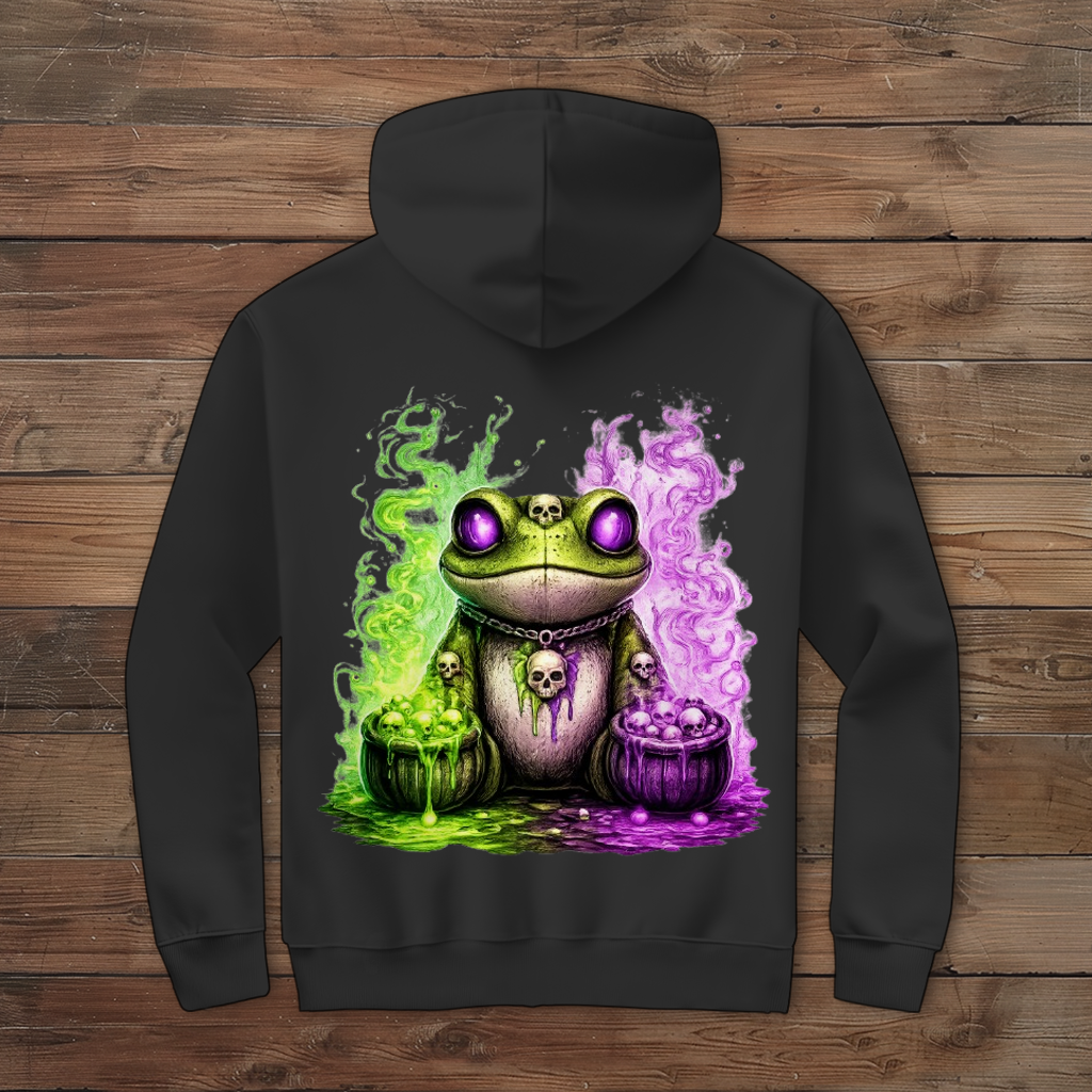 Herren Zipper Hoodie Der bedrohliche Frosch mit Totenköpfen