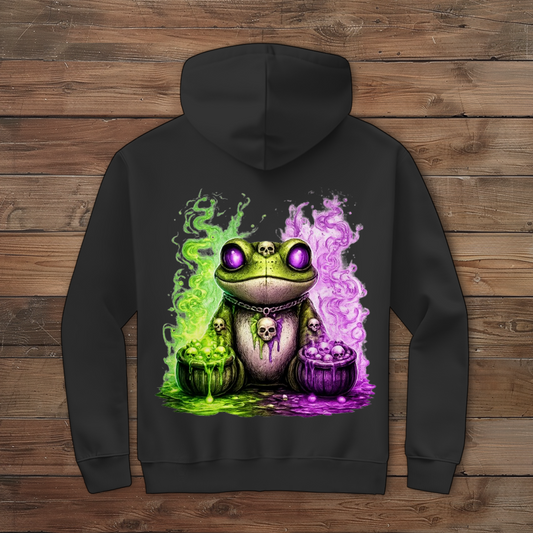 Herren Zipper Hoodie Der bedrohliche Frosch mit Totenköpfen