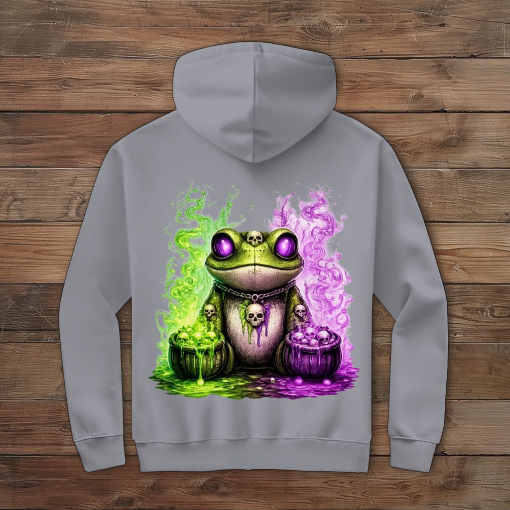 Herren Zipper Hoodie Der bedrohliche Frosch mit Totenköpfen