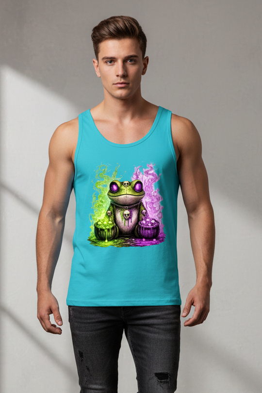 Herren Basic Tank Top Der bedrohliche Frosch mit Totenköpfen