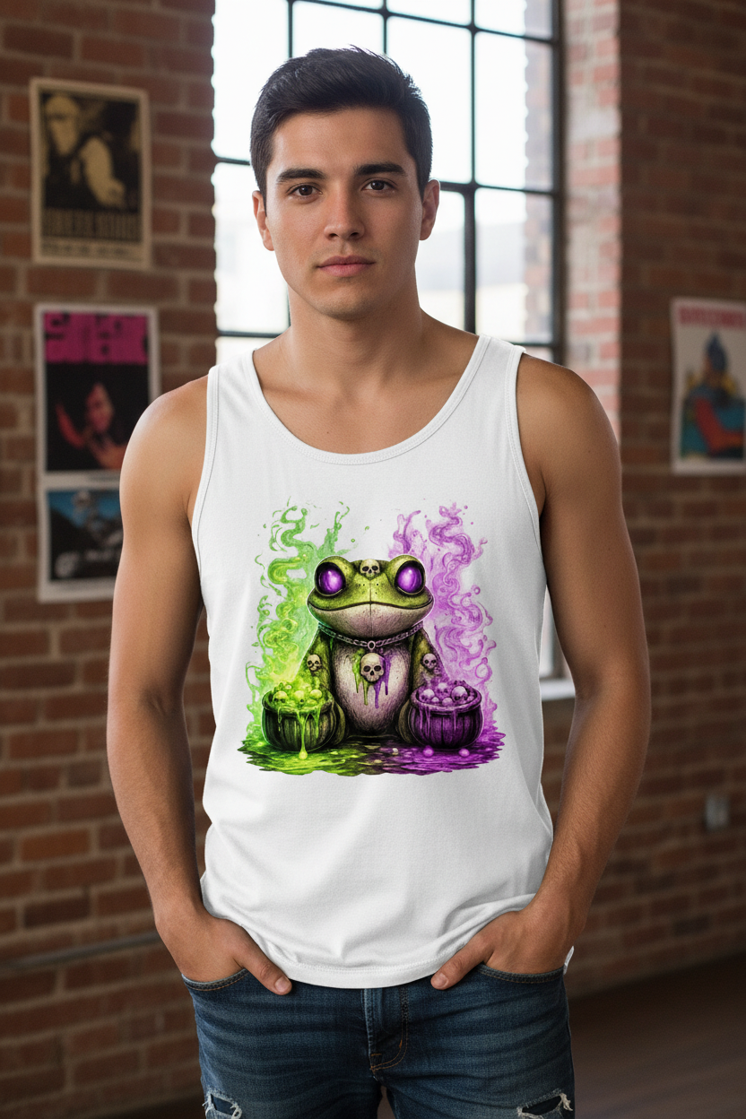 Herren Basic Tank Top Der bedrohliche Frosch mit Totenköpfen