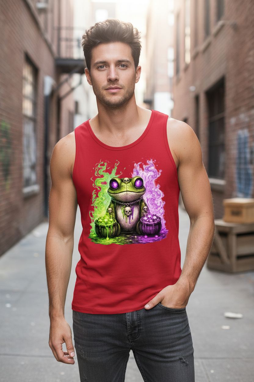 Herren Basic Tank Top Der bedrohliche Frosch mit Totenköpfen