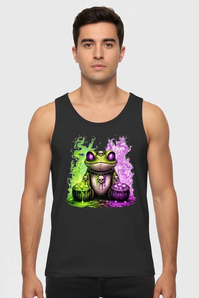 Herren Basic Tank Top Der bedrohliche Frosch mit Totenköpfen