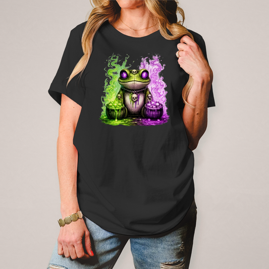Damen T-Shirt Der bedrohliche Frosch mit Totenköpfen