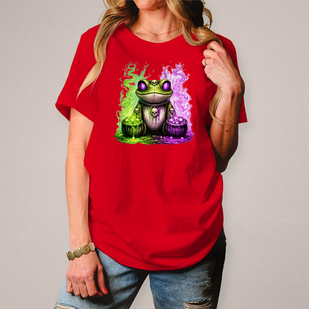 Damen T-Shirt Der bedrohliche Frosch mit Totenköpfen