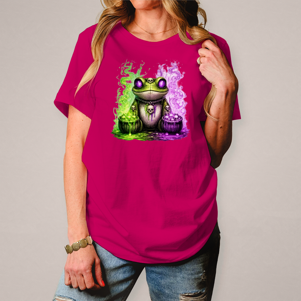Damen T-Shirt Der bedrohliche Frosch mit Totenköpfen