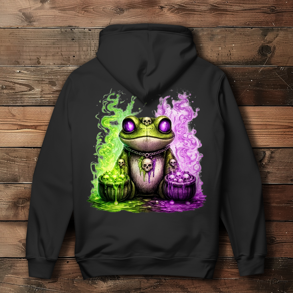 Damen Hoodie Der bedrohliche Frosch mit Totenköpfen