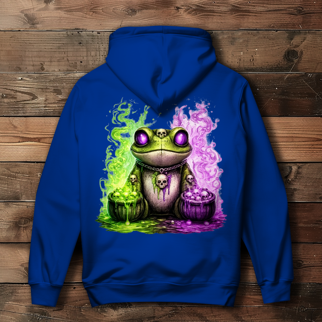 Damen Hoodie Der bedrohliche Frosch mit Totenköpfen