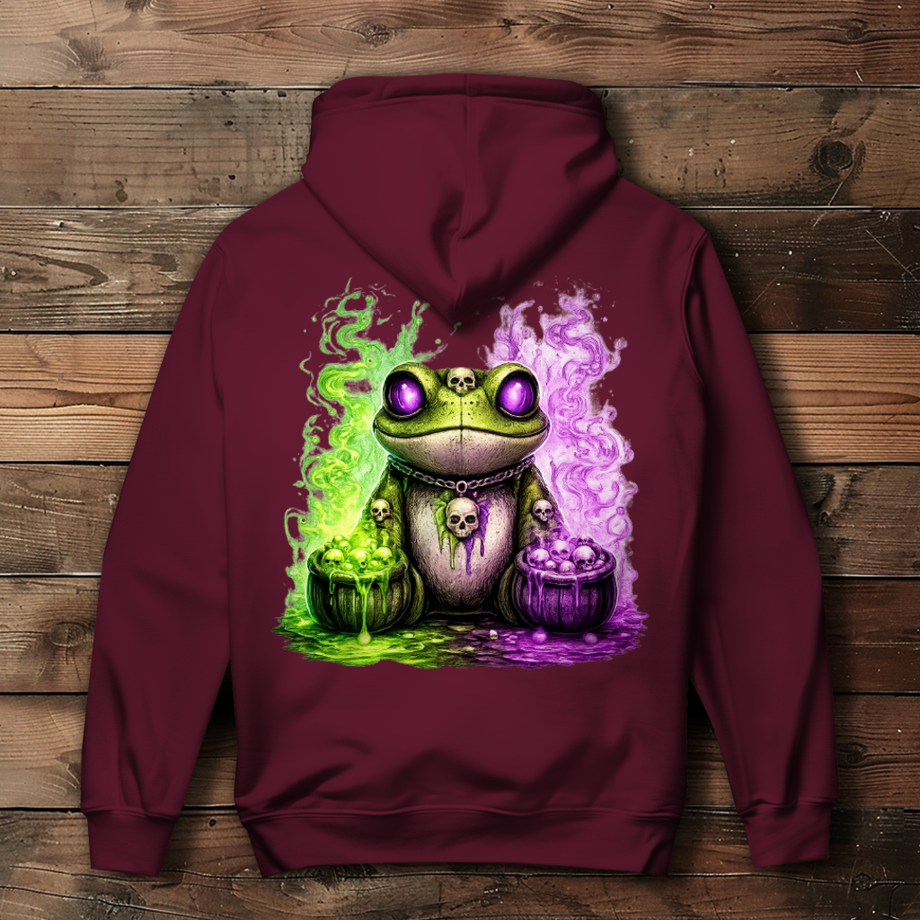 Damen Hoodie Der bedrohliche Frosch mit Totenköpfen
