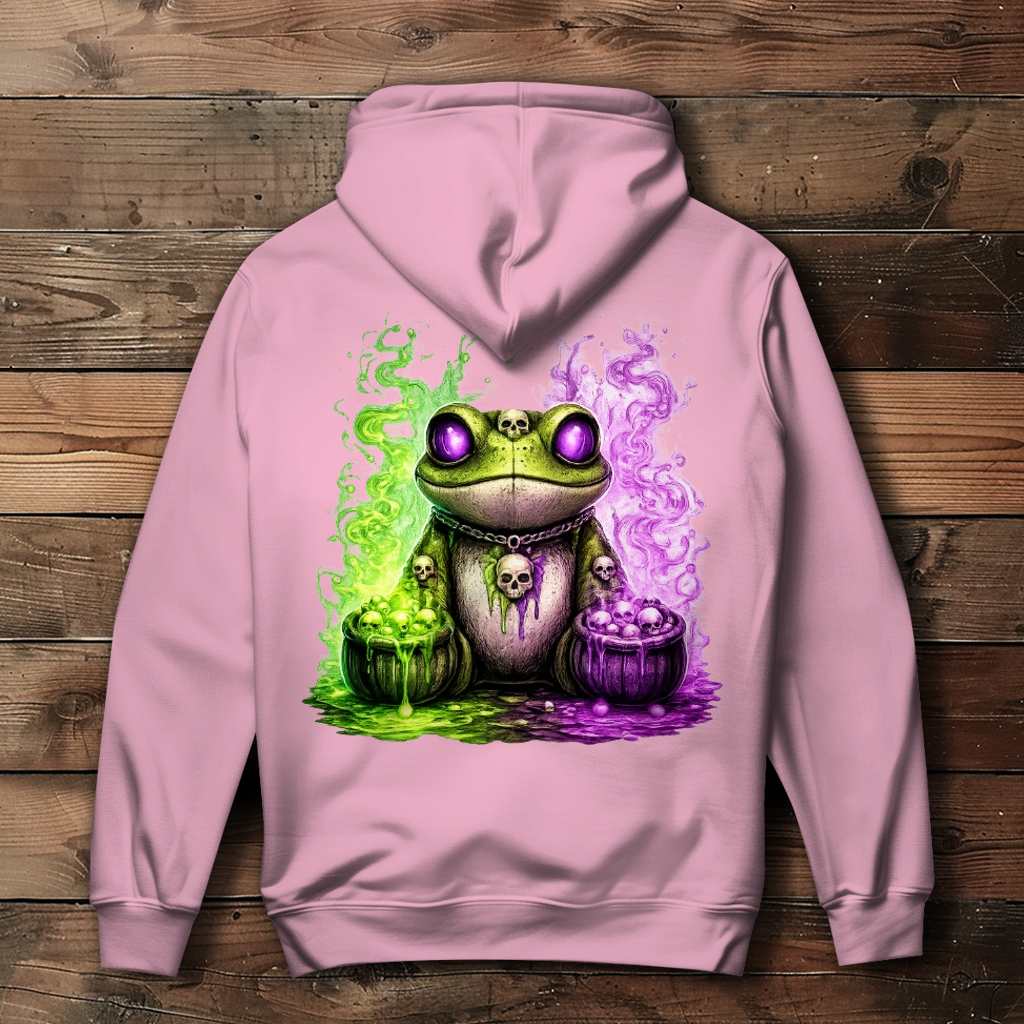 Damen Hoodie Der bedrohliche Frosch mit Totenköpfen