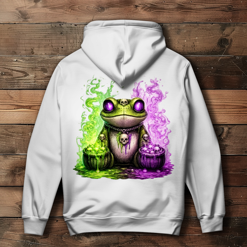 Damen Hoodie Der bedrohliche Frosch mit Totenköpfen