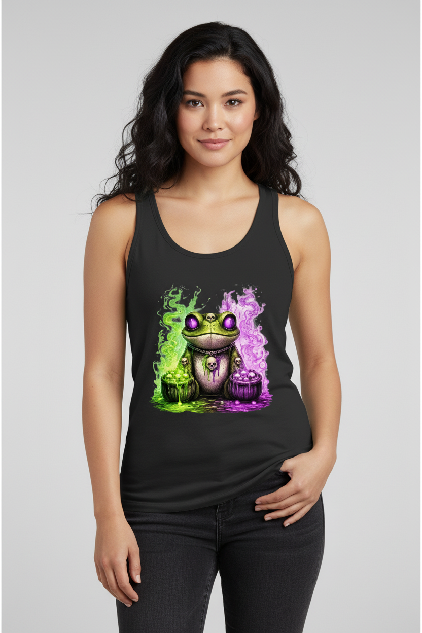 Damen Basic Tank Top Der bedrohliche Frosch mit Totenköpfen