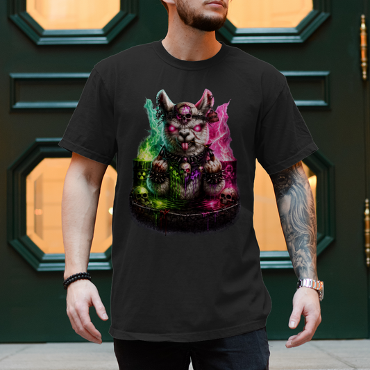Herren T-Shirt Der dämonische Alpaka-Kampf