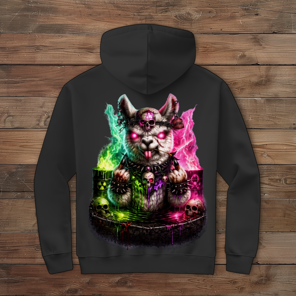 Herren Zipper Hoodie Der dämonische Alpaka-Kampf