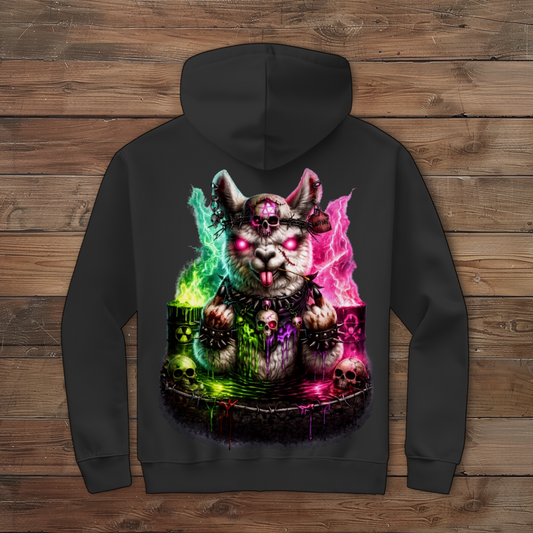 Herren Zipper Hoodie Der dämonische Alpaka-Kampf