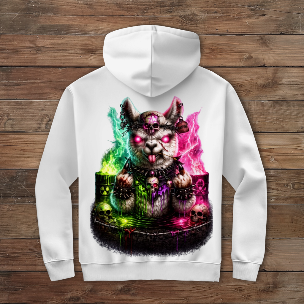 Herren Zipper Hoodie Der dämonische Alpaka-Kampf