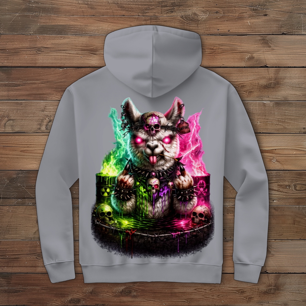 Herren Zipper Hoodie Der dämonische Alpaka-Kampf