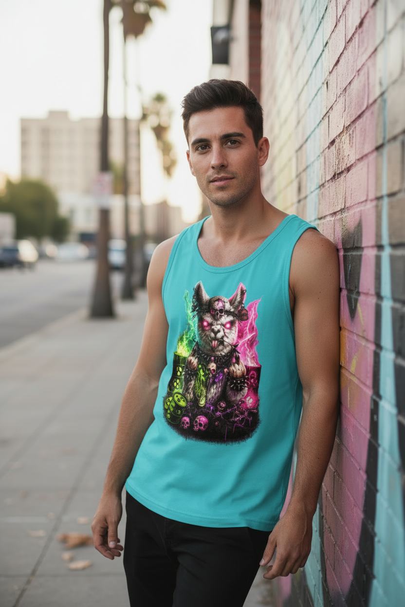 Herren Basic Tank Top Der dämonische Alpaka-Kampf