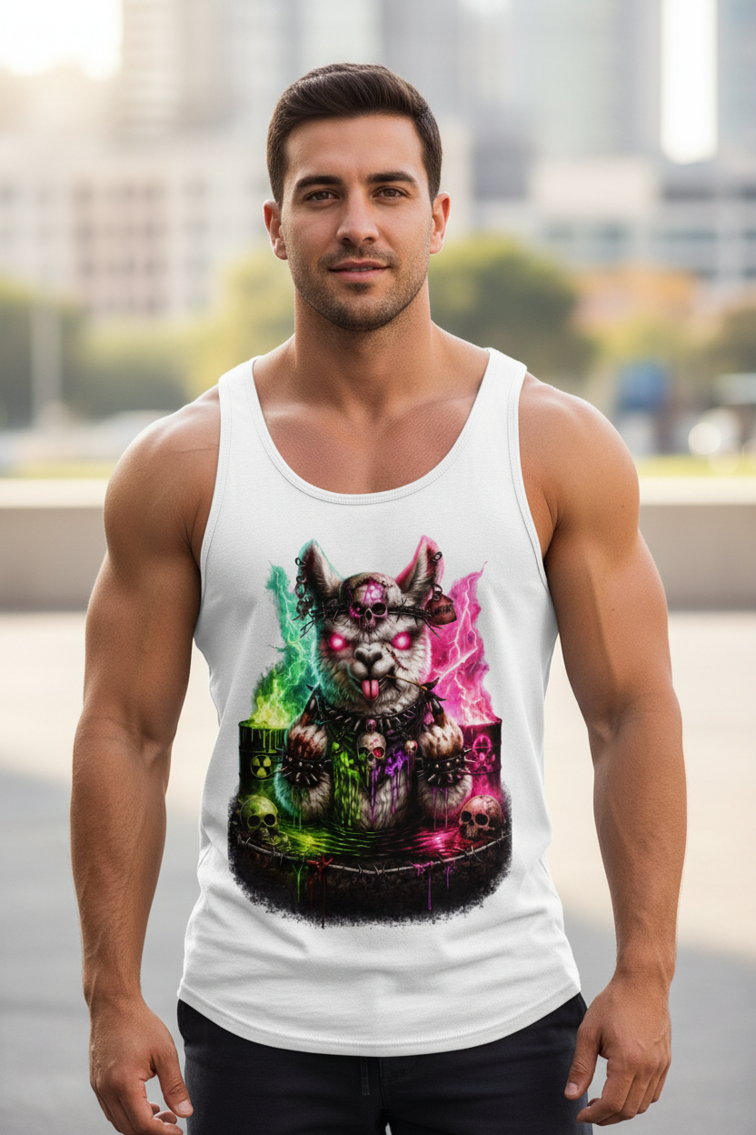 Herren Basic Tank Top Der dämonische Alpaka-Kampf