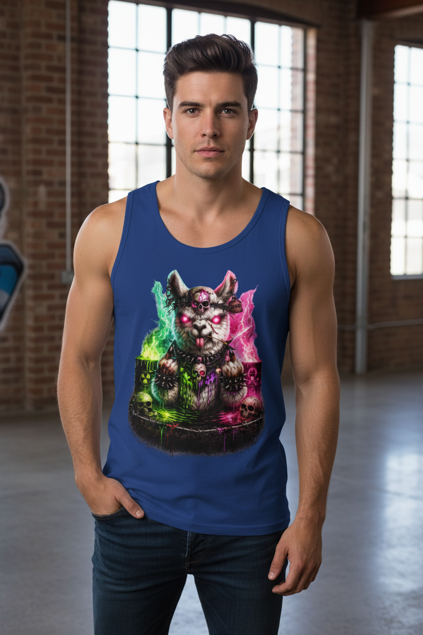 Herren Basic Tank Top Der dämonische Alpaka-Kampf
