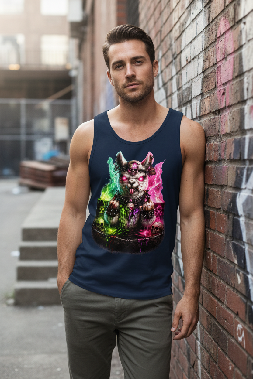 Herren Basic Tank Top Der dämonische Alpaka-Kampf