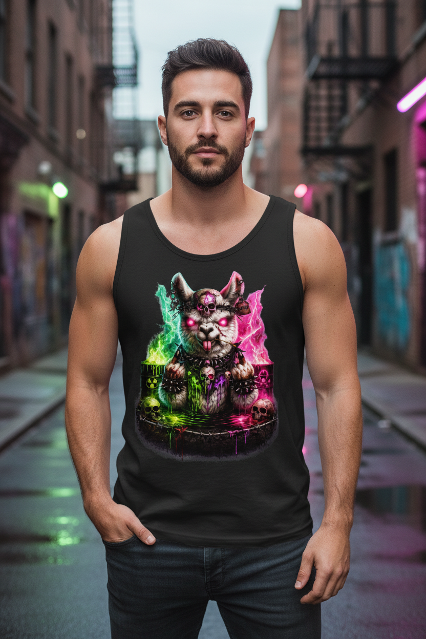 Herren Basic Tank Top Der dämonische Alpaka-Kampf