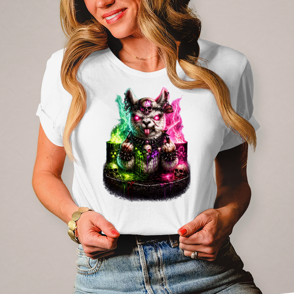 Damen T-Shirt Der dämonische Alpaka-Kampf