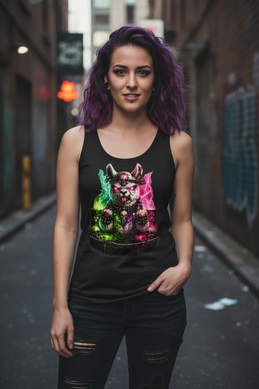 Damen Basic Tank Top Der dämonische Alpaka-Kampf