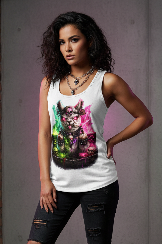 Damen Basic Tank Top Der dämonische Alpaka-Kampf