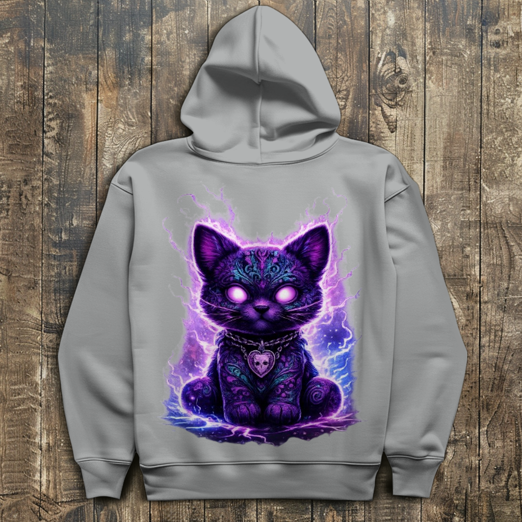 Herren Hoodie Magische schwarze Katze mit elektrischer Aura