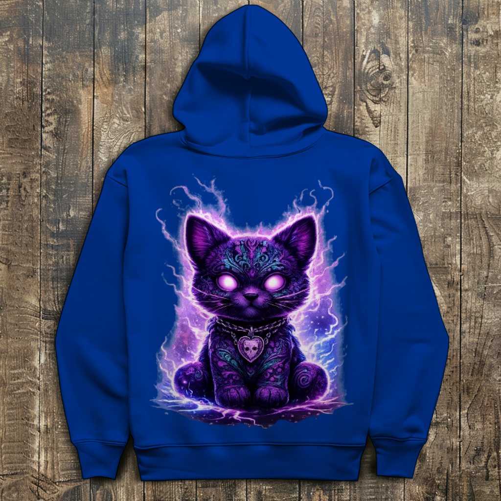 Herren Hoodie Magische schwarze Katze mit elektrischer Aura