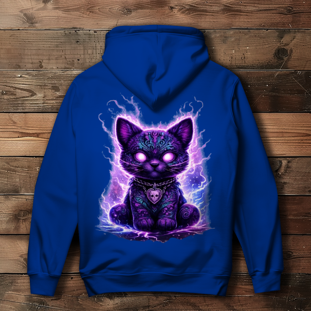 Damen Hoodie Magische schwarze Katze mit elektrischer Aura