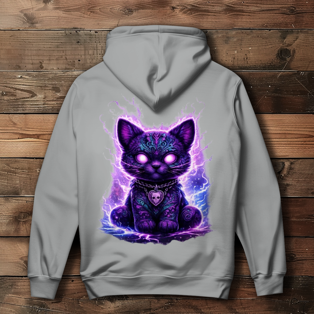 Damen Hoodie Magische schwarze Katze mit elektrischer Aura