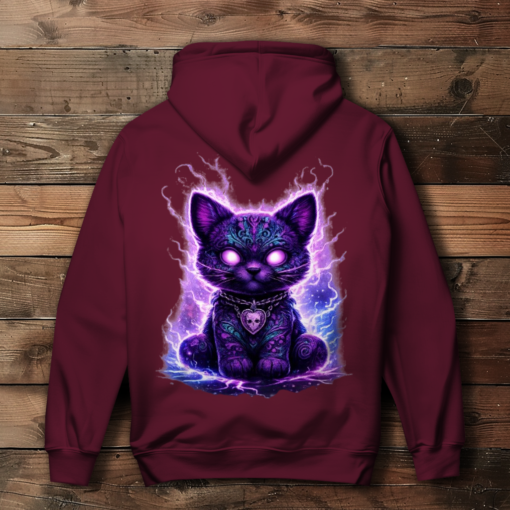 Damen Hoodie Magische schwarze Katze mit elektrischer Aura