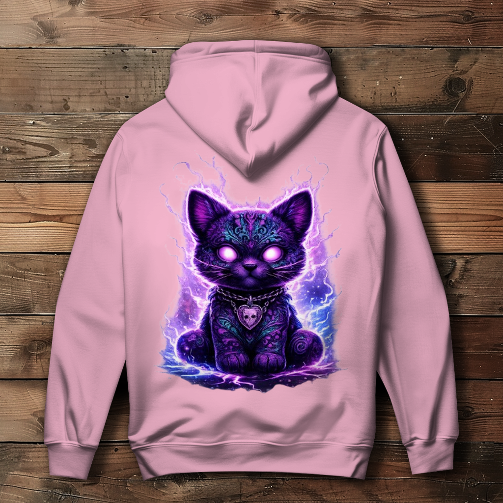 Damen Hoodie Magische schwarze Katze mit elektrischer Aura