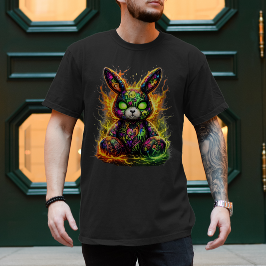 Herren T-Shirt Neon-demon bunny of fiery chaos