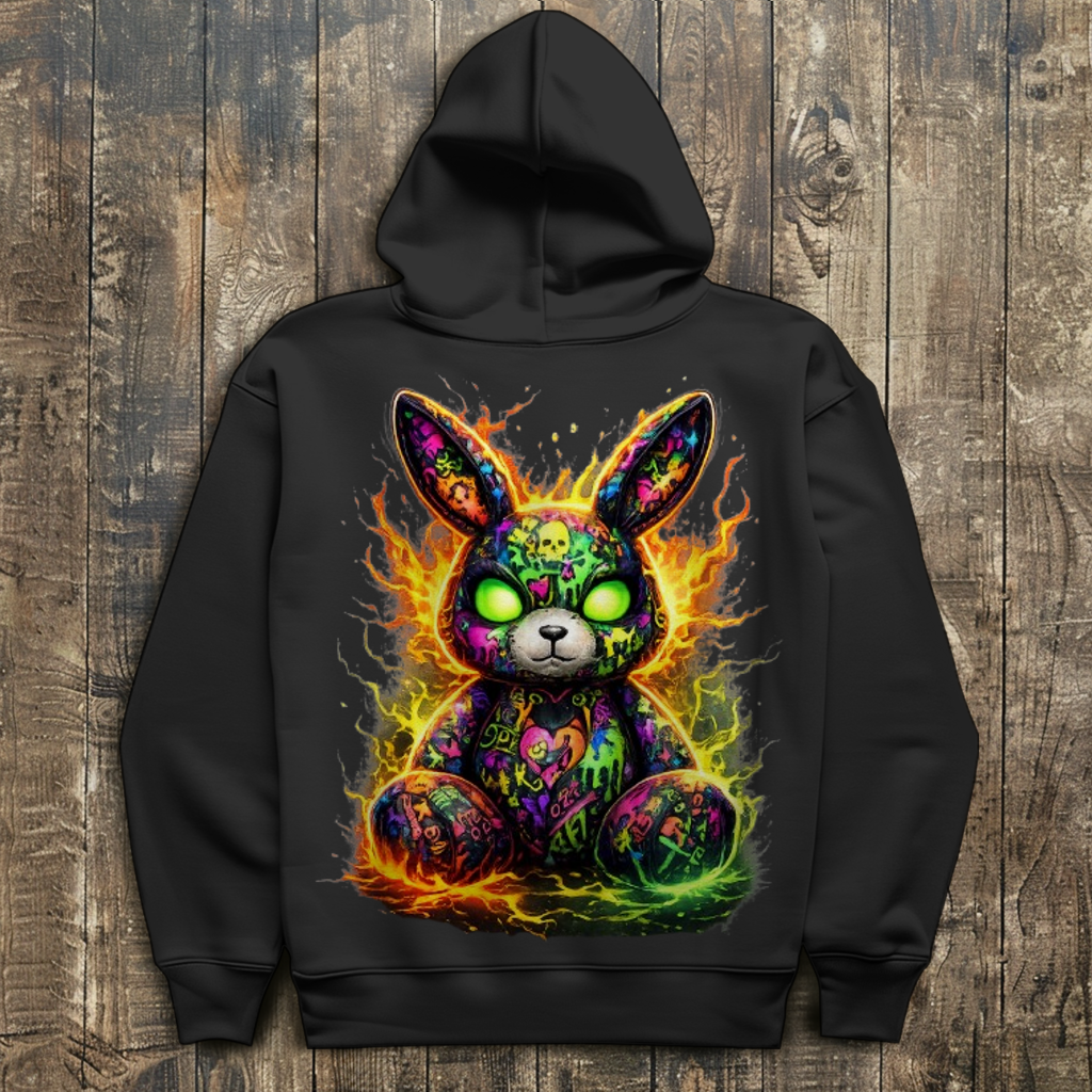 Herren Hoodie Neon-demon bunny of fiery chaos