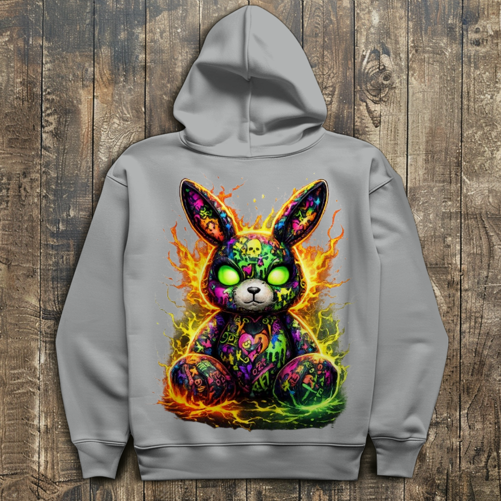 Herren Hoodie Neon-demon bunny of fiery chaos