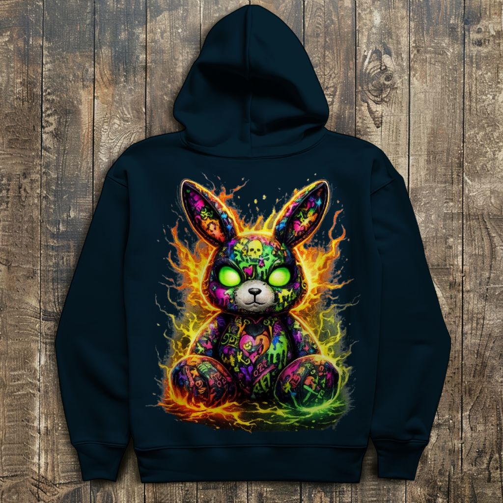 Herren Hoodie Neon-demon bunny of fiery chaos