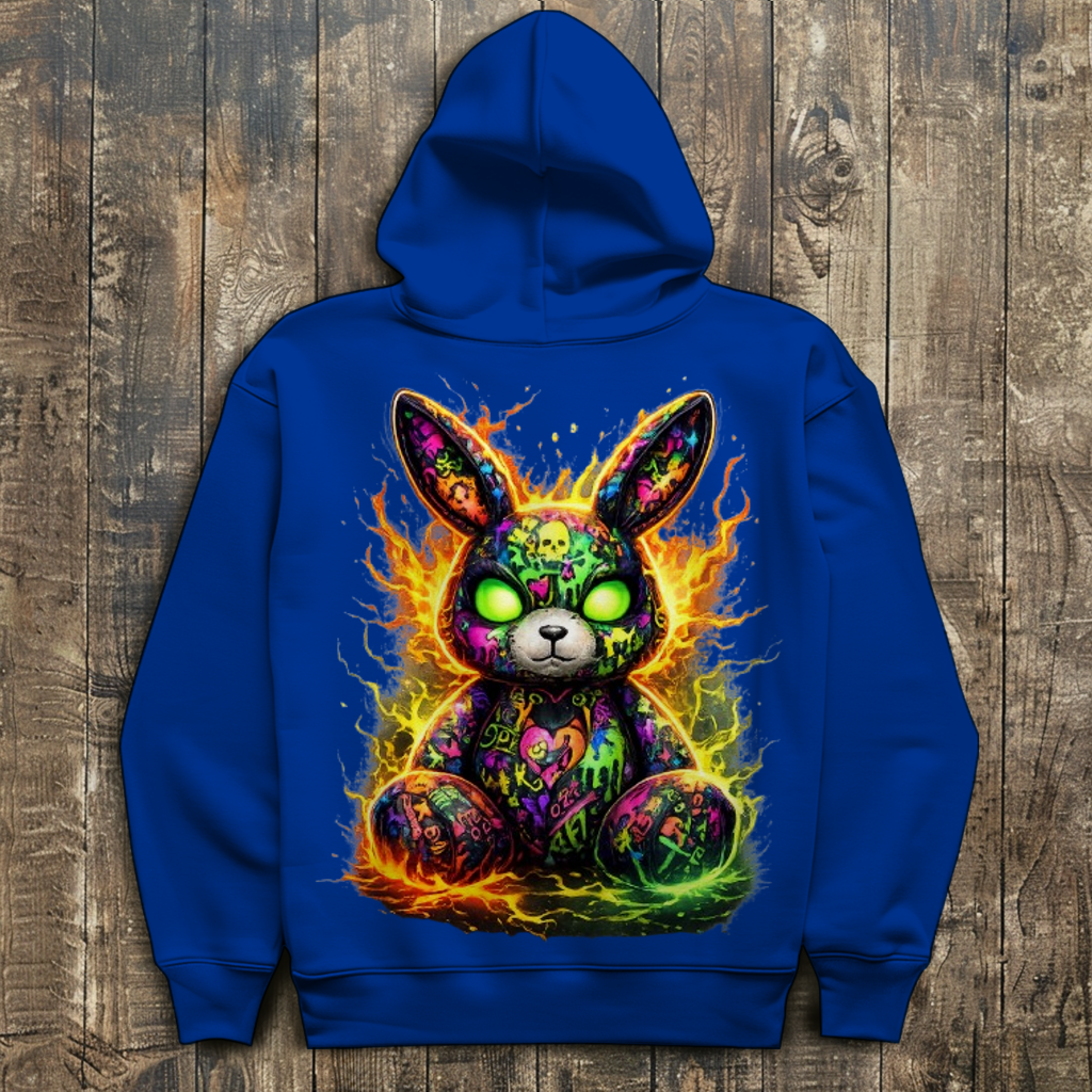Herren Hoodie Neon-demon bunny of fiery chaos
