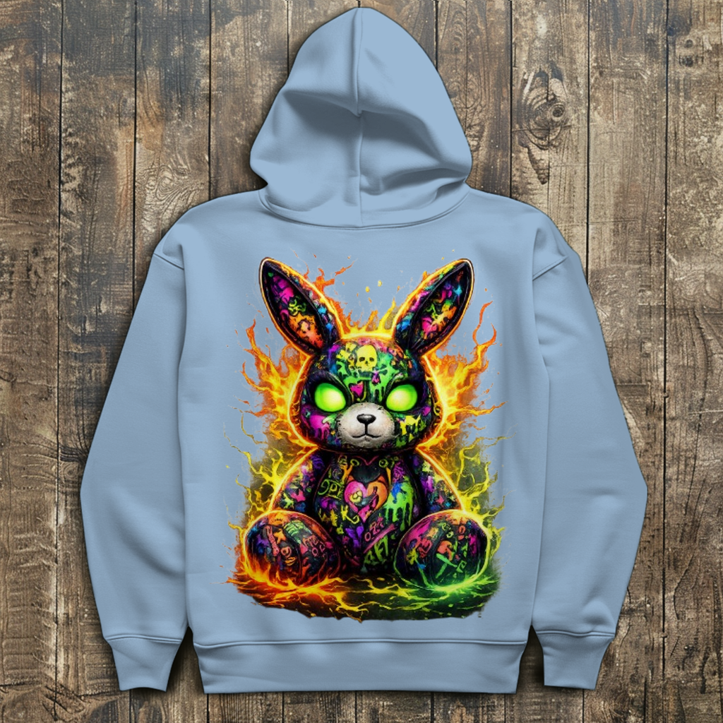 Herren Hoodie Neon-demon bunny of fiery chaos