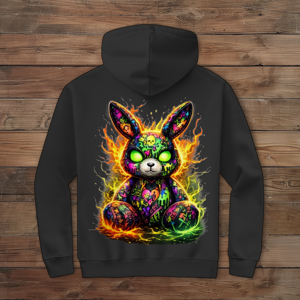 Herren Zipper Hoodie Neon-demon bunny of fiery chaos