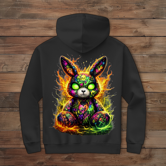 Herren Zipper Hoodie Neon-demon bunny of fiery chaos