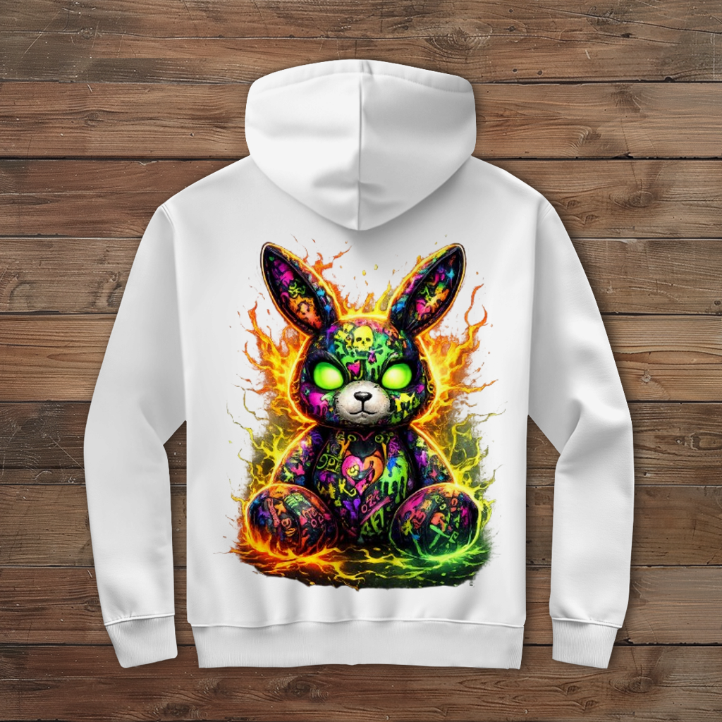 Herren Zipper Hoodie Neon-demon bunny of fiery chaos