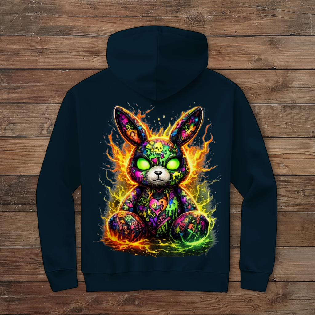 Herren Zipper Hoodie Neon-demon bunny of fiery chaos