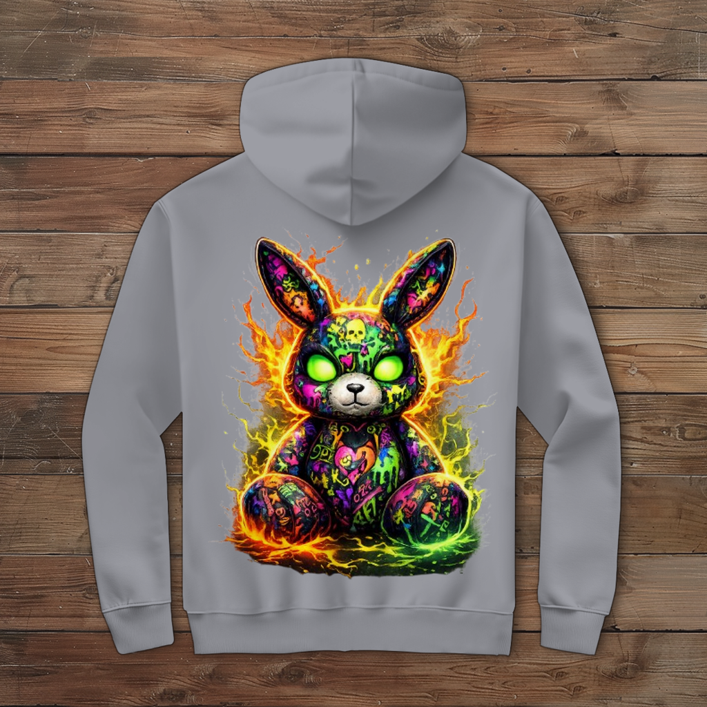 Herren Zipper Hoodie Neon-demon bunny of fiery chaos