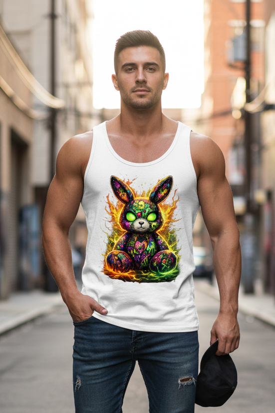 Herren Basic Tank Top Neon-demon bunny of fiery chaos